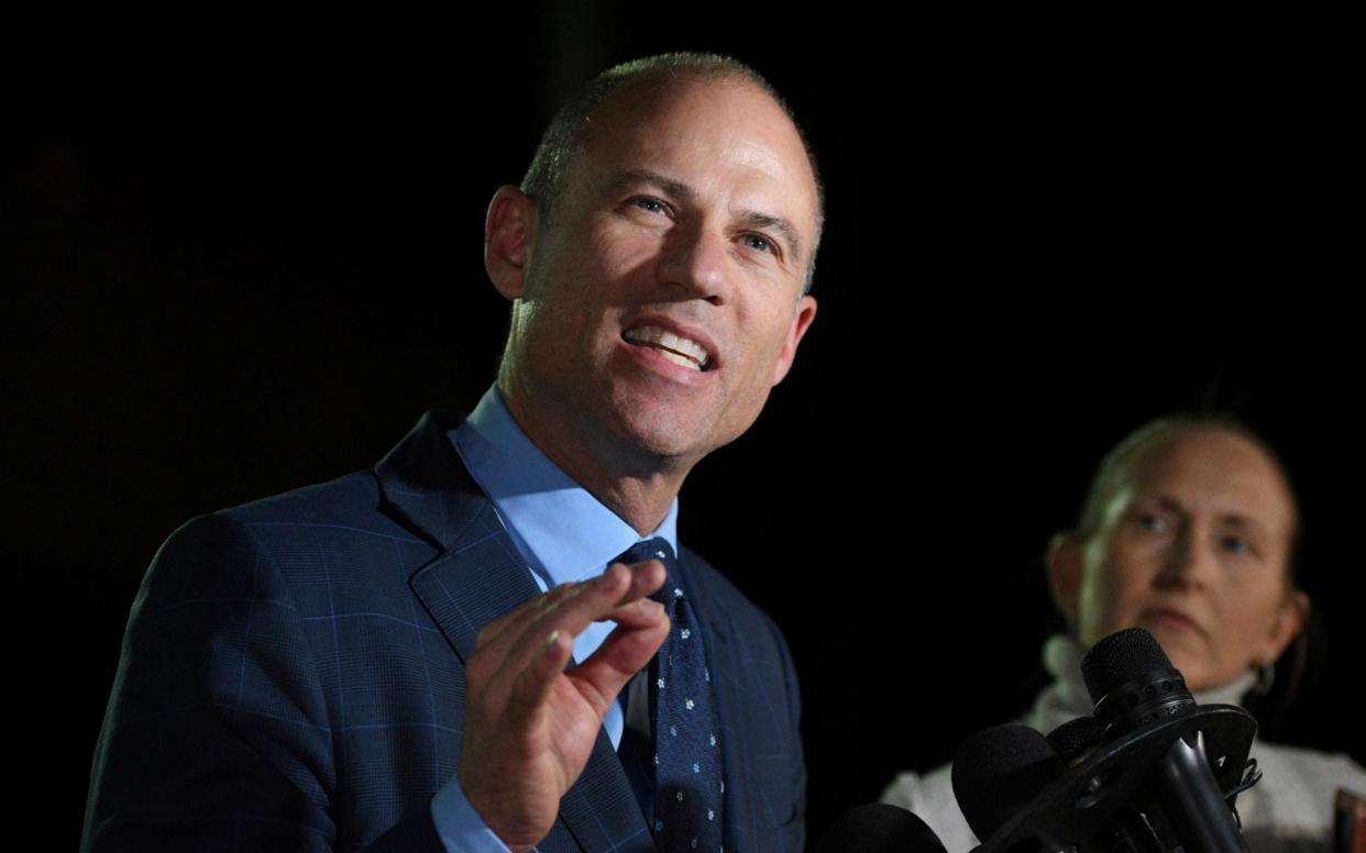 Michael Avenatti speaks to the media outside the Los Angeles Police Department Pacific Division after being released from police custody on Wednesday 14 - FR171390 AP