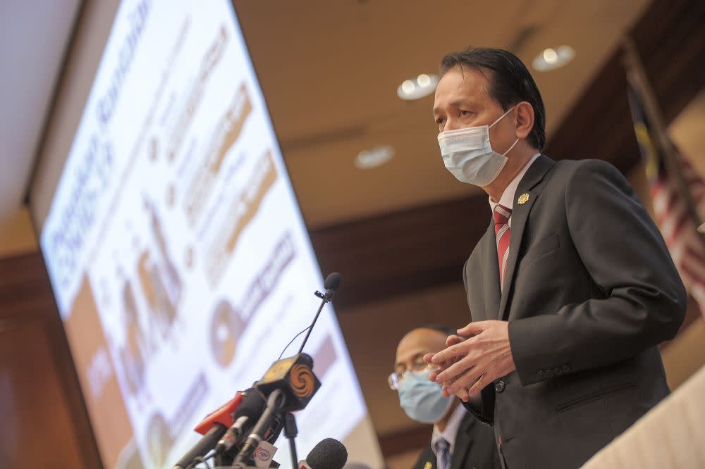 Health Director-General Tan Sri Dr Noor Hisham Abdullah speaks during a press conference in Putrajaya on November 4, 2020. — Picture by Shafwan Zaidon