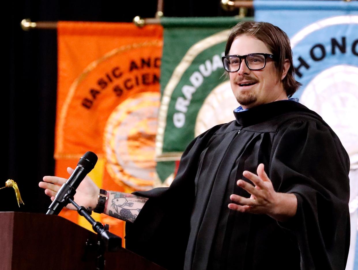 Award winning singer songwriter and MTSU 2013 graduate Michael Hardy known professionally as HARDY gives the Saturday afternoon address during MTSU’s 2024 Spring Commencement 2 p.m. ceremony at Murphy Center, on Saturday, May 4, 2024.