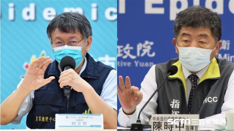 陳時中回應柯文哲受訪發言一事，「打疫苗大家不要意氣用事！」（組合圖／台北市政府、疫情指揮中心提供）