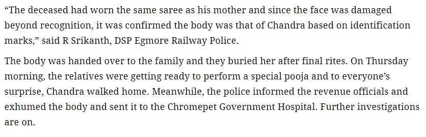 印媒報導，老婦人錢德拉被誤傳死訊。（圖／翻攝自《新印度快報》）