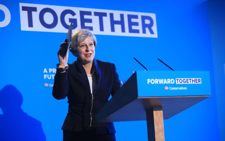 Conservative party leader Theresa May during her party's general election manifesto launch - Credit: Danny Lawson/PA/Danny Lawson/PA