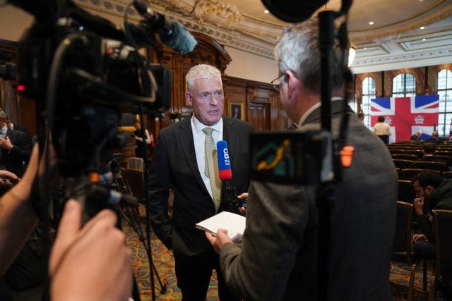 Former Tory deputy chairman Lee Anderson doing media interviews at the Institute for Civil Engineers in central London, following the announcement that he is defecting to Reform UK 