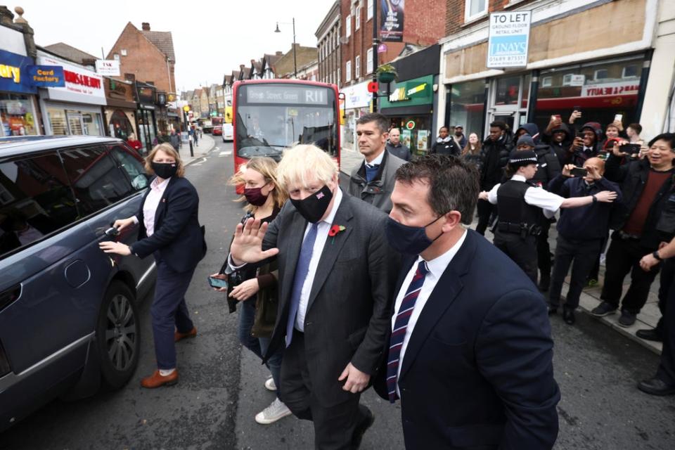 Prime Minister Boris Johnson leaves after visiting a pharmacy in Sidcup (Henry Nicholls/PA) (PA Wire)