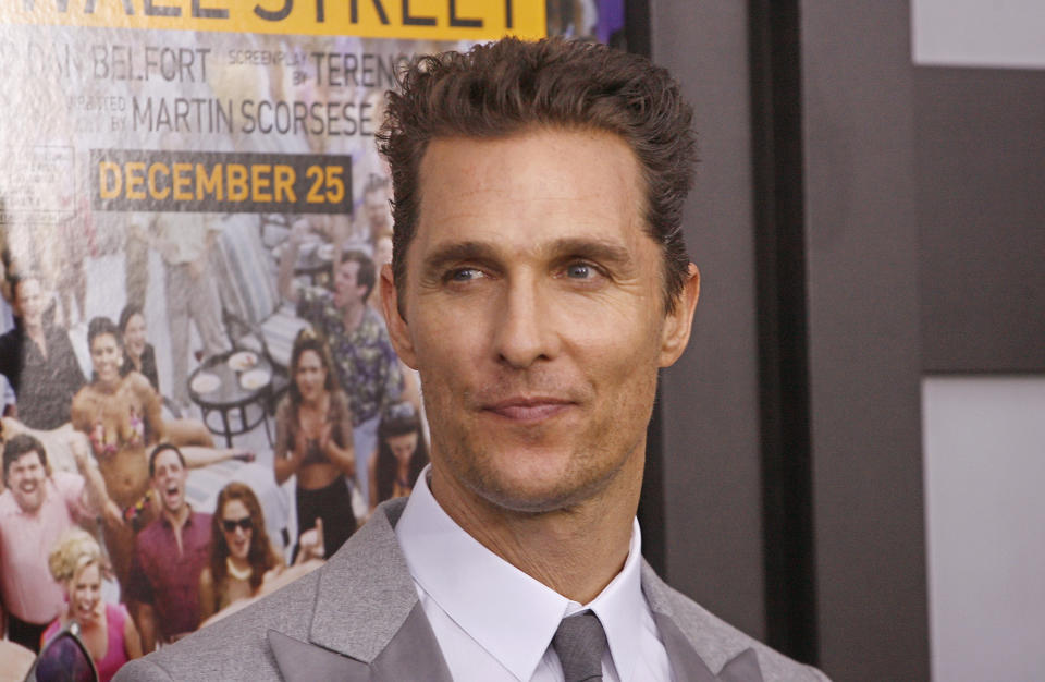 NEW YORK, NY - DECEMBER 17:  Actor Matthew McConaughey attends the "The Wolf Of Wall Street" premiere at Ziegfeld Theater on December 17, 2013 in New York City.  (Photo by Jim Spellman/WireImage)