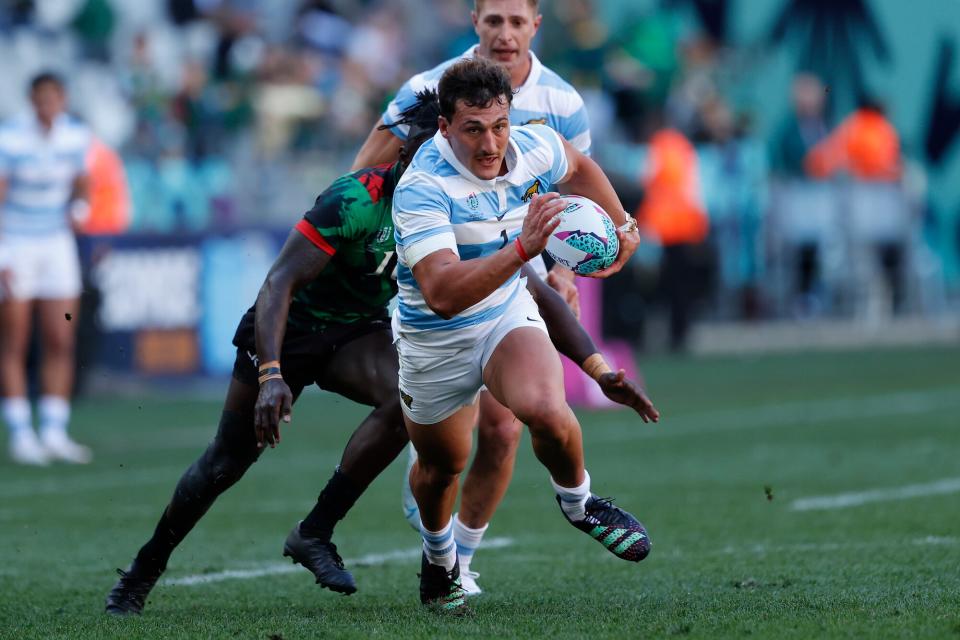 Rodrigo Isgró, en acción con la camiseta de los Pumas 7s