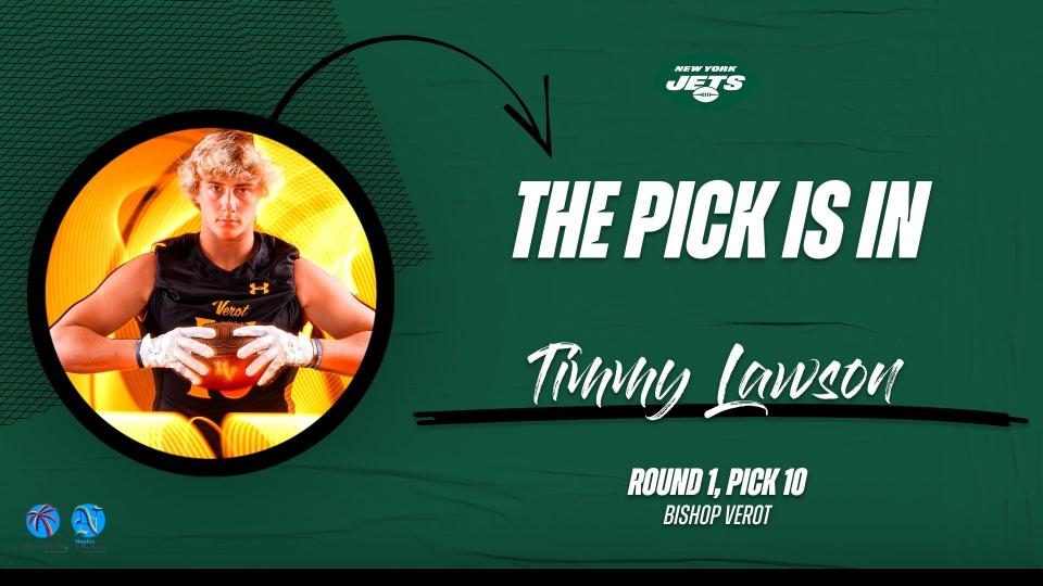 Bishop Verot tight end Timmy Lawson, selected 10th overall by the New York Jets