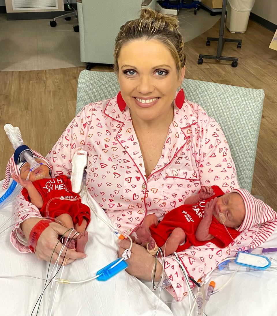 During the surge at HCA Florida Capital Hospital, two sets of twins were born. Pictured are two of the twins with their mom.