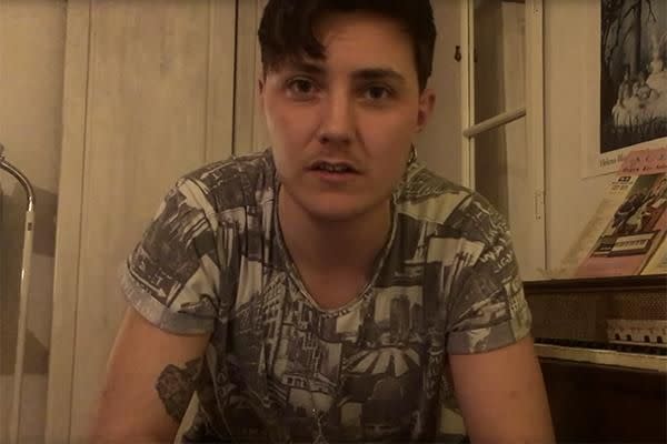 Nine moths later he recorded his parts when he had completed testosterone treatment and went by the name Charlie. Photo: YouTube