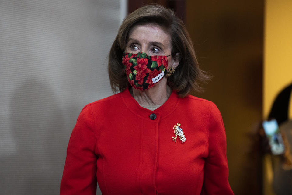 美國眾議院議長裴洛西（Nancy Pelosi）的口罩樣式相當多變。（圖片來源：Getty Editorial）