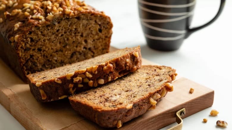 Sliced banana nut bread