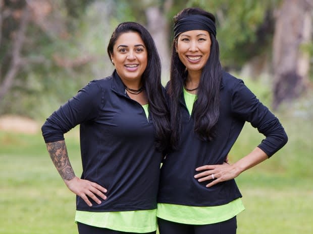 <p>Aastha Lal (L) and Nina Duong (R), engaged from Marina Del Ray, California.</p><p>Aastha, 33, works as a VP of Operations. Nina, 34, is a Director of Business Development. The couple has been together for four years and recently got engaged. Aastha is living out her fan dream getting to compete on <em>The Amazing Race</em>, especially alongside her fiancé. They call themselves "mentally threatening," hoping their brain power can get them a nice chunk of change for their upcoming wedding.</p><p>Sonja Flemming/CBS</p>