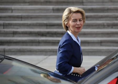 German Defence Minister Ursula von der Leyen arrives at the Presidential residence Bellevue Palace in Berlin, Germany, March 22, 2017. REUTERS/Fabrizio Bensch