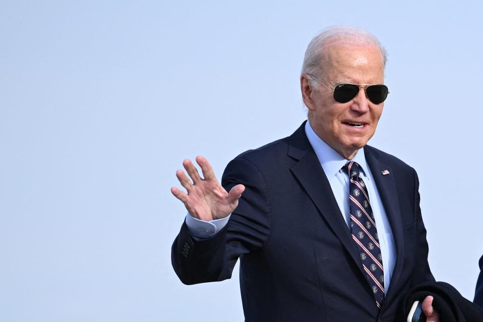 US President Joe Biden walks to board Air Force One at Joint Base Andrews in Maryland on December 5, 2023.