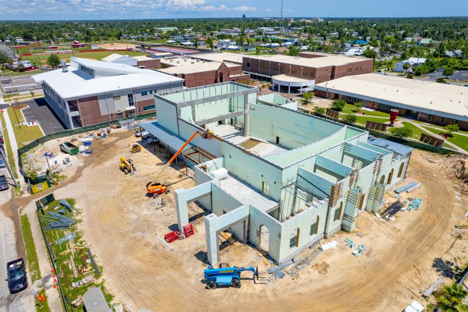 A new STEM building and a fine arts center are changing the look of the Bay High School campus. The $13 million Barbara W. Nelson Fine Arts Center Building, photographed  Wednesday, June 8, 2022, is set to be completed by February of 2023.