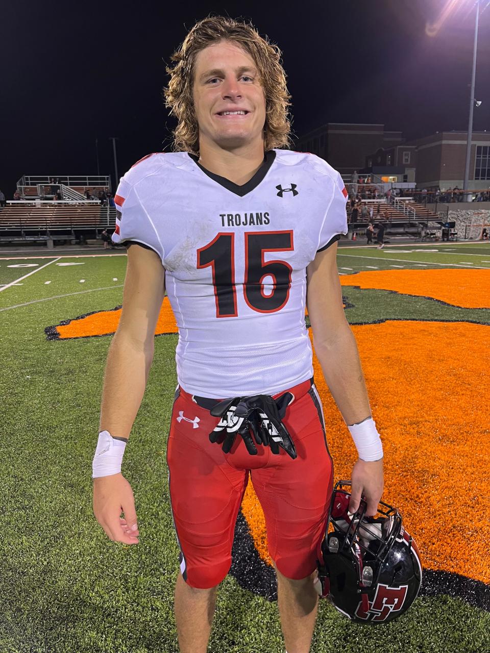 East Central senior Josh Ringer rushed for 154 yards and scored six touchdowns as East Central defeated Lawrenceburg 42-7 in the IHSAA football opener at Lawrenceburg Aug. 18, 2023.