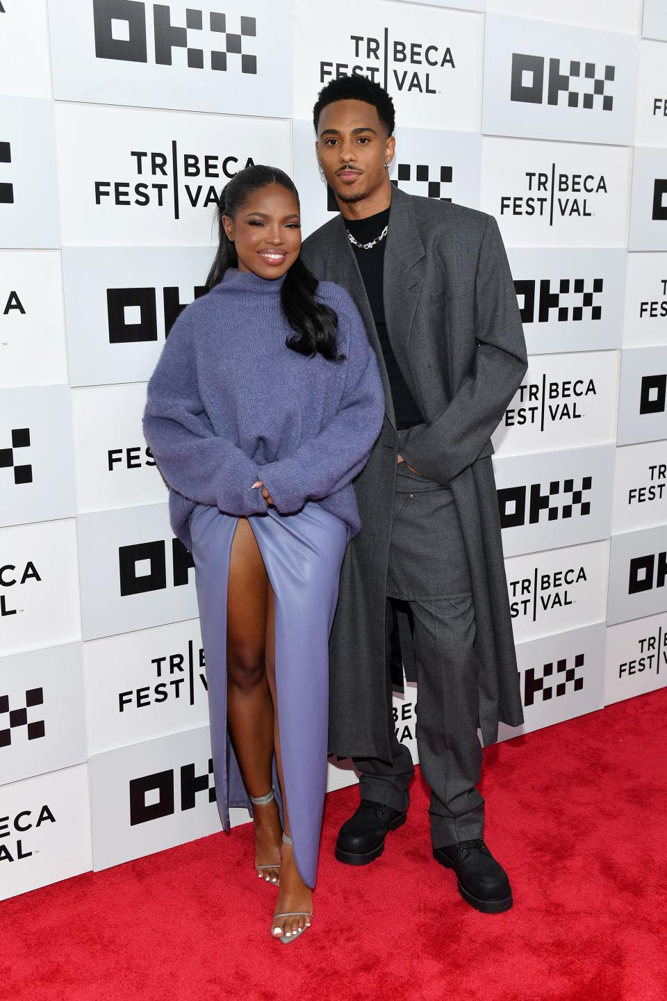 Keith Powers faced headlines that he and Ryan Destiny had broken up in 2022. The two posed together at the Tribeca premiere of "The Perfect Find."
