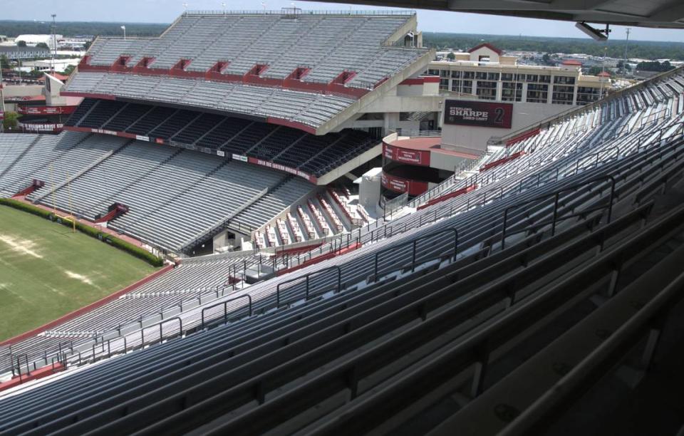 This photo (cropped for size) submitted to EA Sports by South Carolina athletics shows details at Williams-Brice Stadium to be incorporated into the College Football 25 video game, including signage and the stadium’s well known hedges that line the back of the end zones.