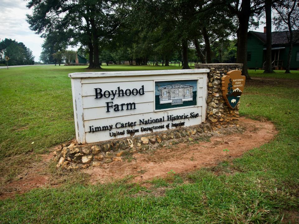 Jimmy Carter National Historic Site Boyhood Farm entrance sign