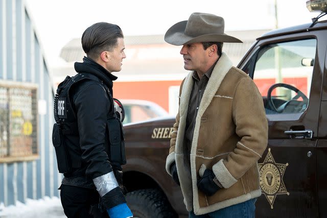 <p>Michelle Faye/FX</p> Joe Keery and Jon Hamm in 'Fargo'
