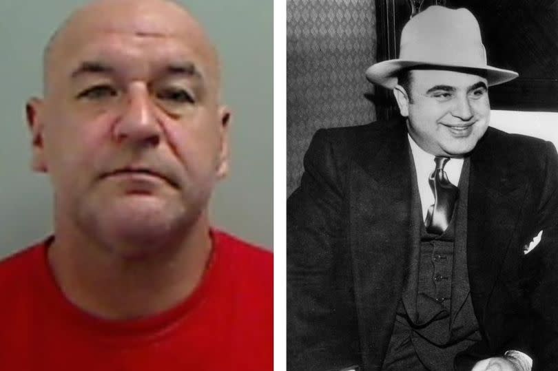 A judge in the case of Nigel Harker (left) made a light-hearted reference to infamous Al Capone (right), who was jailed after the authorities got him for tax evasion