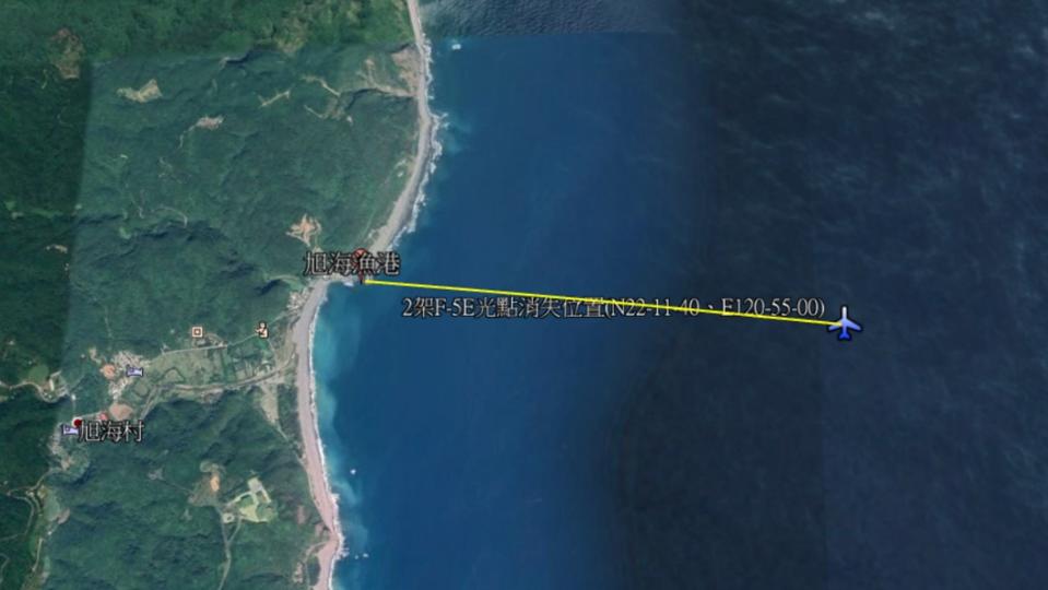 戰機失事地點位置。（圖／東森新聞）