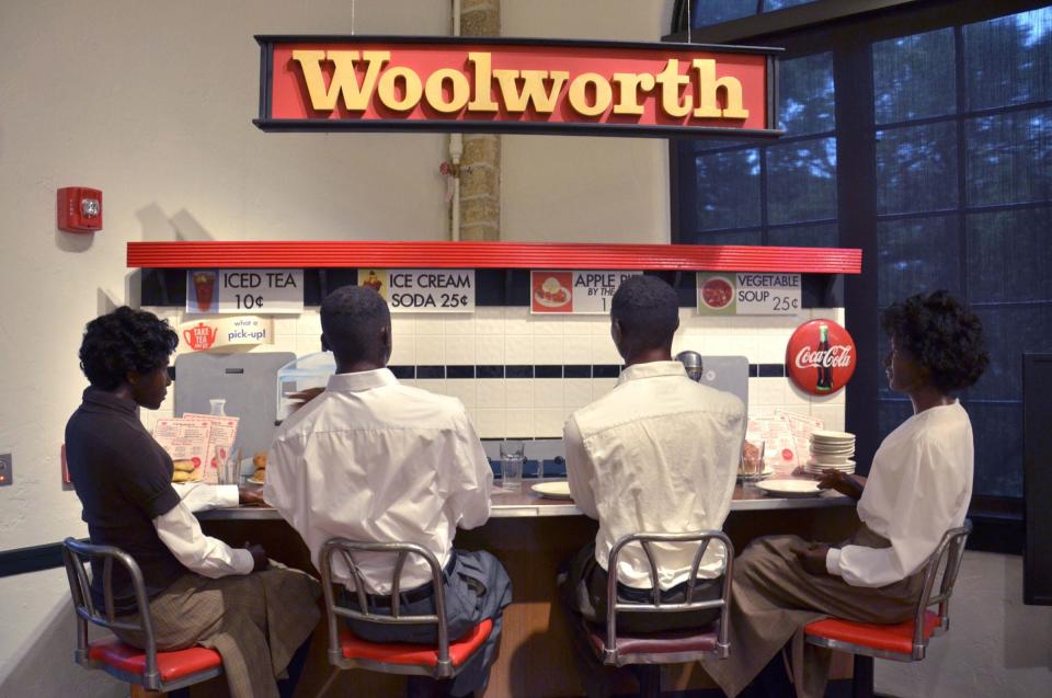 Part of a lunch counter from Woolworth's in St. Augustine that was the site of civil rights protests in the 1960s is now displayed at the Lincolnville Museum and Cultural Center. 