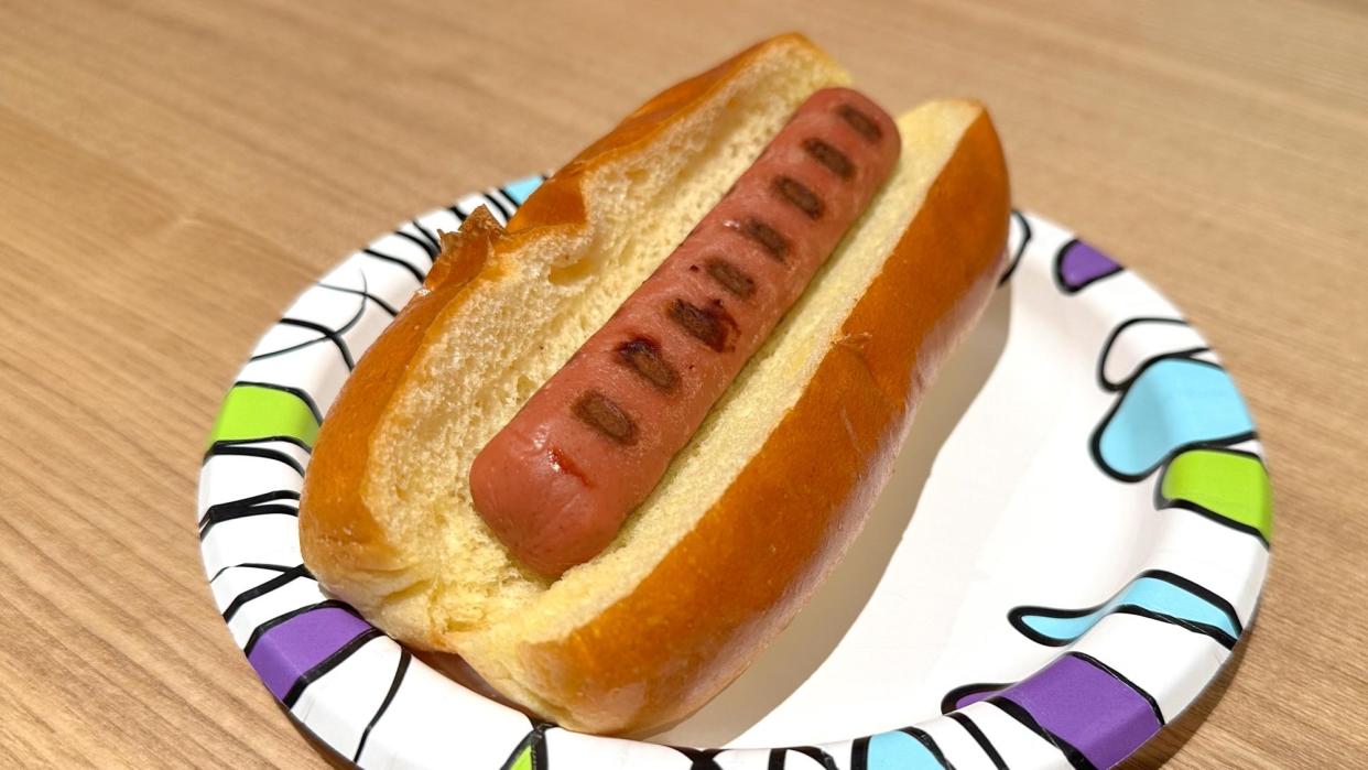  Impossible hot dog in bun. 