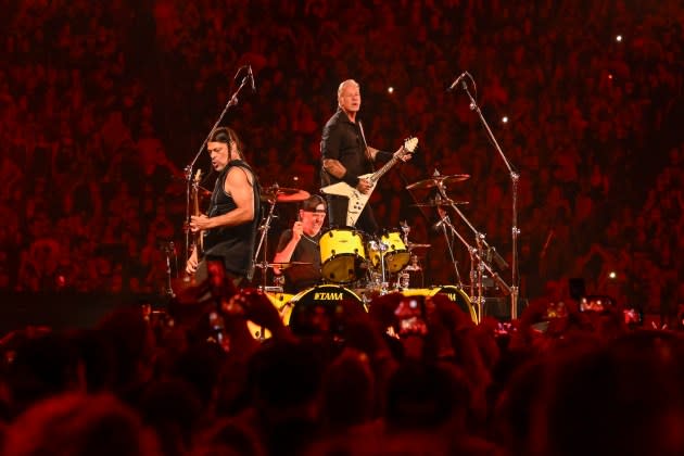 Metallica perform at Gillette Stadium in Foxborough, Massachusetts.  - Credit: Astrida Valigorsky/Getty Images for Metallica