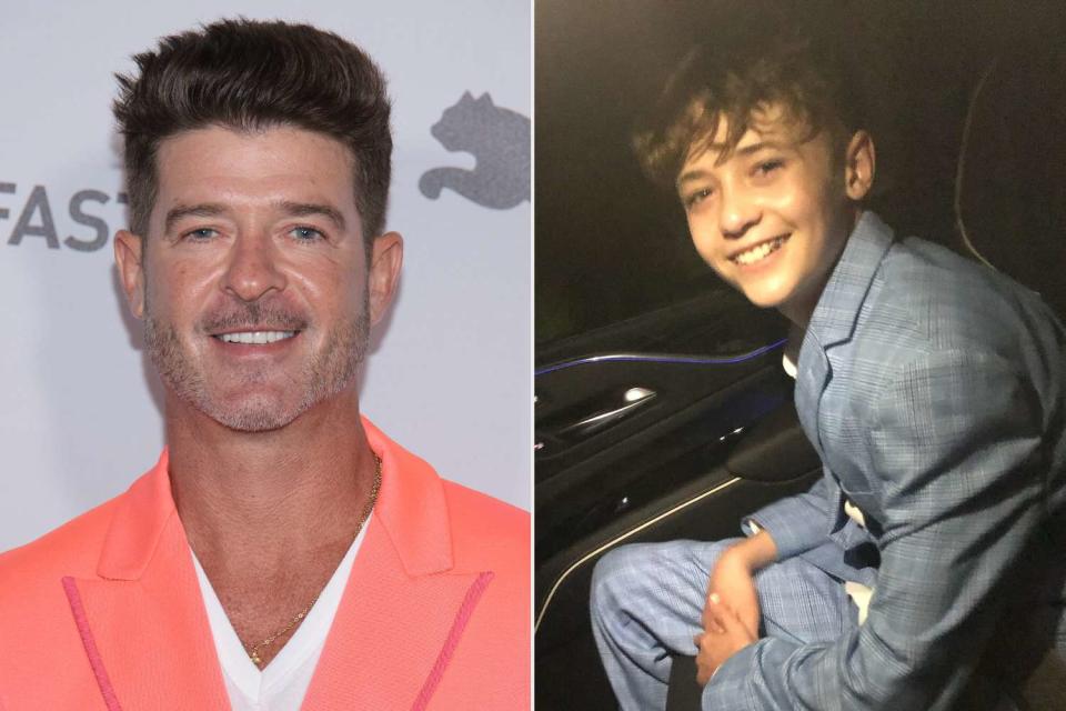 <p>Dimitrios Kambouris/Getty, Robin Thicke/Instagram</p> Robin Thicke celebrates son Julian