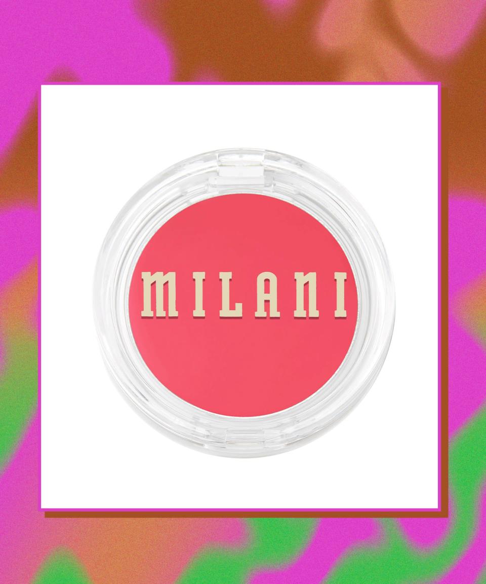 <h2><a href="https://www.target.com/p/milani-cheek-kiss-cream-blush-0-37-fl-oz/-/A-81234421?preselect=80021437#lnk=sametab" rel="nofollow noopener" target="_blank" data-ylk="slk:Milani Cheek Kiss Cream Blush" class="link ">Milani Cheek Kiss Cream Blush<br></a></h2><br>“This is a good multipurpose product — you can use it on your lips and cheeks. It has really pretty, bold super-pigmented colors that will work on absolutely all skin tones (I love the <a href="https://www.target.com/p/milani-cheek-kiss-cream-blush-0-37-fl-oz/-/A-81234421?preselect=80021437#lnk=sametab" rel="nofollow noopener" target="_blank" data-ylk="slk:Blushing Berry shade" class="link ">Blushing Berry shade</a>). And it lasts a long time, too.”<br><br><strong>Milani</strong> Cheek Kiss Cream Blush, $, available at <a href="https://go.skimresources.com/?id=30283X879131&url=https%3A%2F%2Fwww.target.com%2Fp%2Fmilani-cheek-kiss-cream-blush-0-37-fl-oz%2F-%2FA-81234421%3Fpreselect%3D80021437%23lnk%3Dsametab" rel="nofollow noopener" target="_blank" data-ylk="slk:Target" class="link ">Target</a>