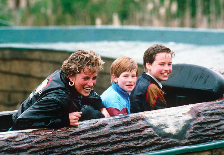 Diana with William and Harry at Thorpe Park in 1993 (Picture: Rex)