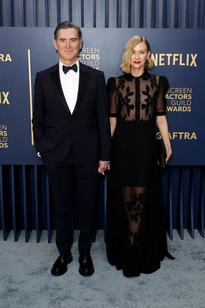 (L-R) Billy Crudup and Naomi Watts attend the 30th Annual Screen Actors Guild Awards at Shrine Auditorium and Expo Hall on February 24, 2024 in Los Angeles, California.