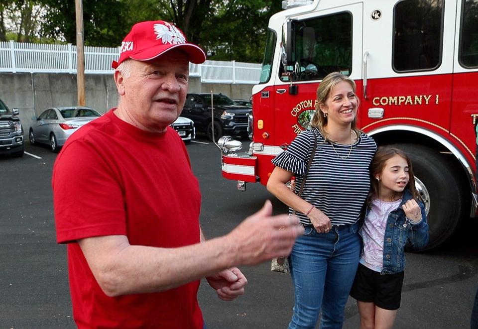 Jerzy Mikrut was one of three fishermen rescued when their boat overturned in the Croton Falls Reservoir in November 2022. Samantha Gumina spotted the overturned boat while driving nearby and called 911. Mikrut stopped by the Croton Falls Firehouse on May 8, 2023, to personally thank Gumina and the first responders from Croton Falls Fire, Mahopac Fire and Mahopac Falls Fire along with Camel Police, New York State Police, Putnam County Sheriff, DEP Police and North Salem Ambulance Corps.