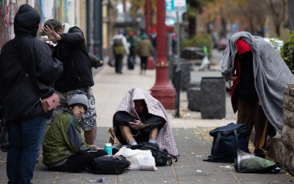 Addicts on the streets in Portland, Oregon, where there is a major fentanyl crisis