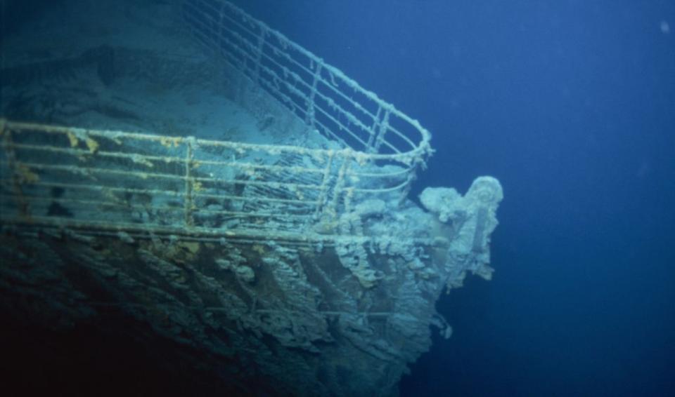 The bow of the Titanic, taken during an expedition in 1996 (Getty)