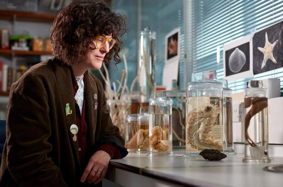 Ecologist Muriel Rabone with deep sea specimens.  / Credit: Trustees of the Natural History Museum London