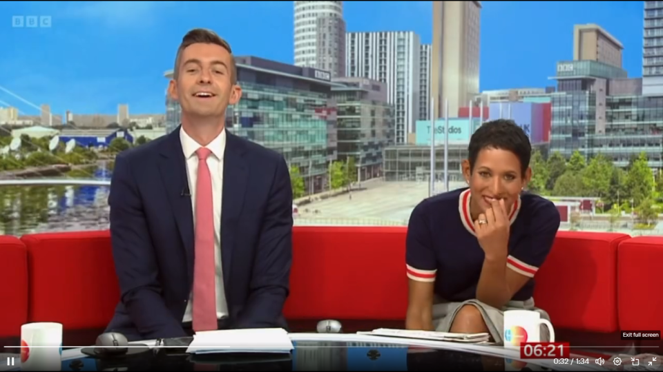 Naga Munchetty struggled to regain her composure. (BBC screengrab)