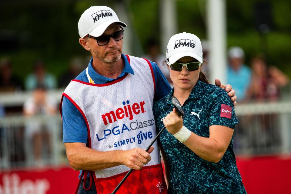 Meijer LPGA Classic champion Leona Maguire walks off the course after she completes the Meijer LPGA Sunday, June 19, 2022, at Blythefield Country Club in Belmont Michigan.