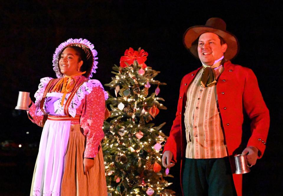 Destyni Williams and Rodney Brazil play Mr. and Mrs. Fezziwig ​in Lyric Theatre’s 2021 outdoor production of "A Christmas Carol" performs at the Harn Homestead.