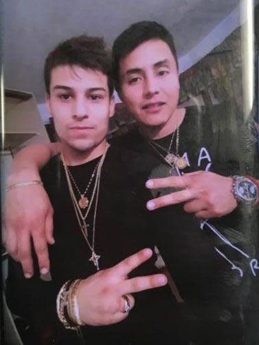 Burglars Danko Carvajal-Donaire and Nicolas Portilla Astorga pose for a picture wearing the couple’s stolen jewellery