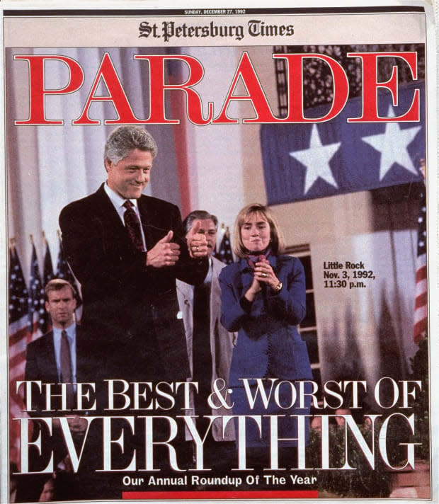 <p>Former president and first lady Clinton appear on Parade's annual roundup on the Dec. 27, 1992 issue.</p>