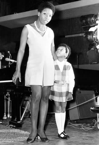 <p>Daily Mirror/Mirrorpix/Mirrorpix/Getty</p> Nina Simone and Lisa Simone in the UK recording a television program called 'Sound of Soul' on May 28, 1968.