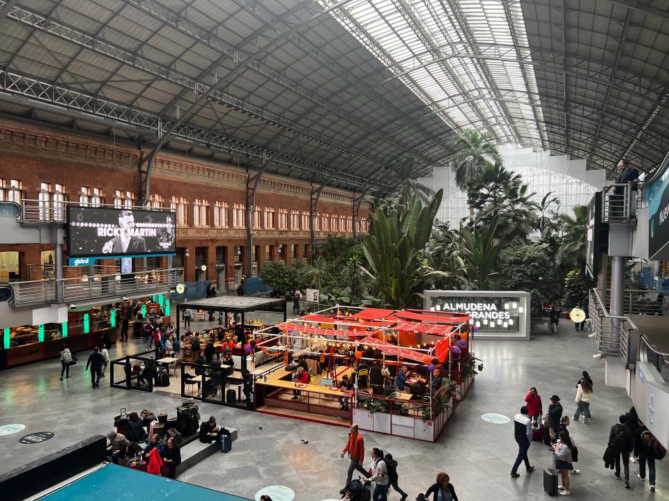 Train station interior in Madrid, Spain.