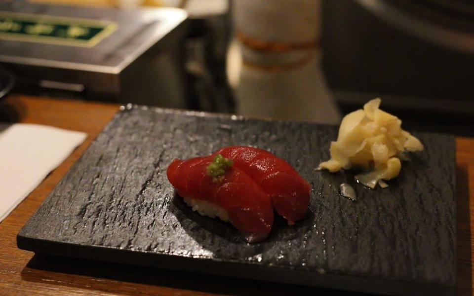 A course from the 12-piece omakase at Sushi by Bou at the Sanctuary Hotel.