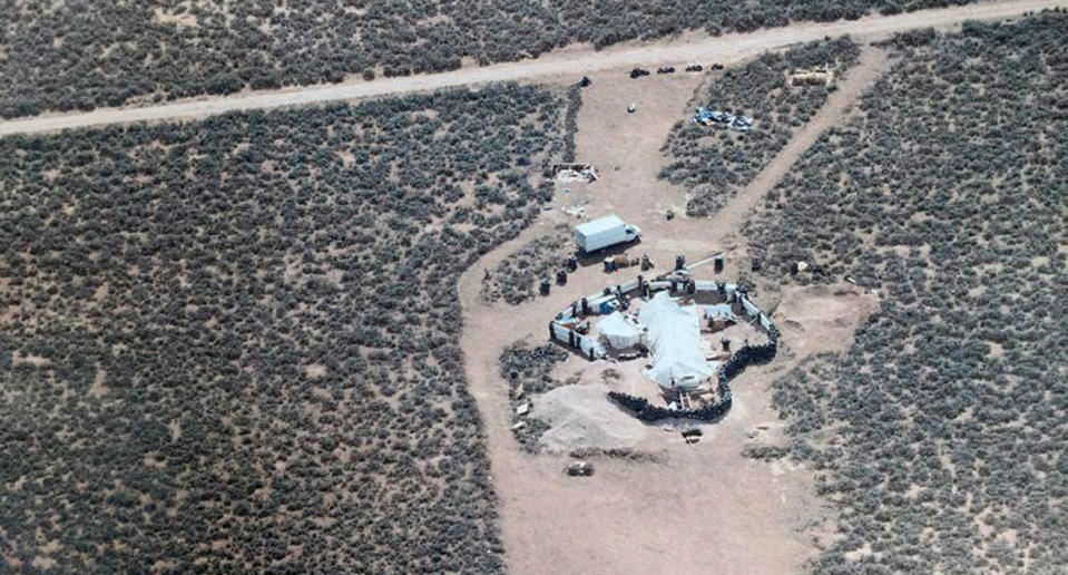 The compound found in New Mexico was made up of a trailer, found buried and covered in plastic. Source: Getty Images