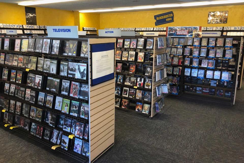 This photo taken on July 26, 2020 shows the interior of the last remaining Blockbuster store, in Bend, Oregon.