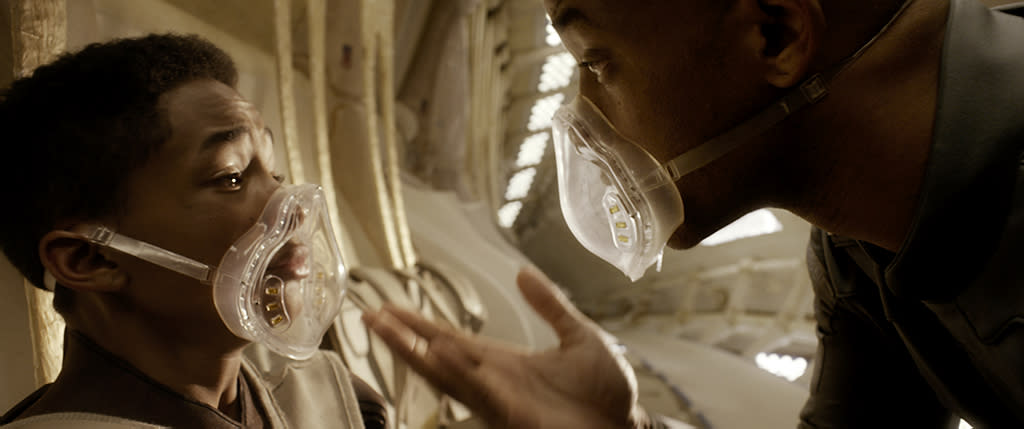 Jaden Smith and Will Smith in 'After Earth'