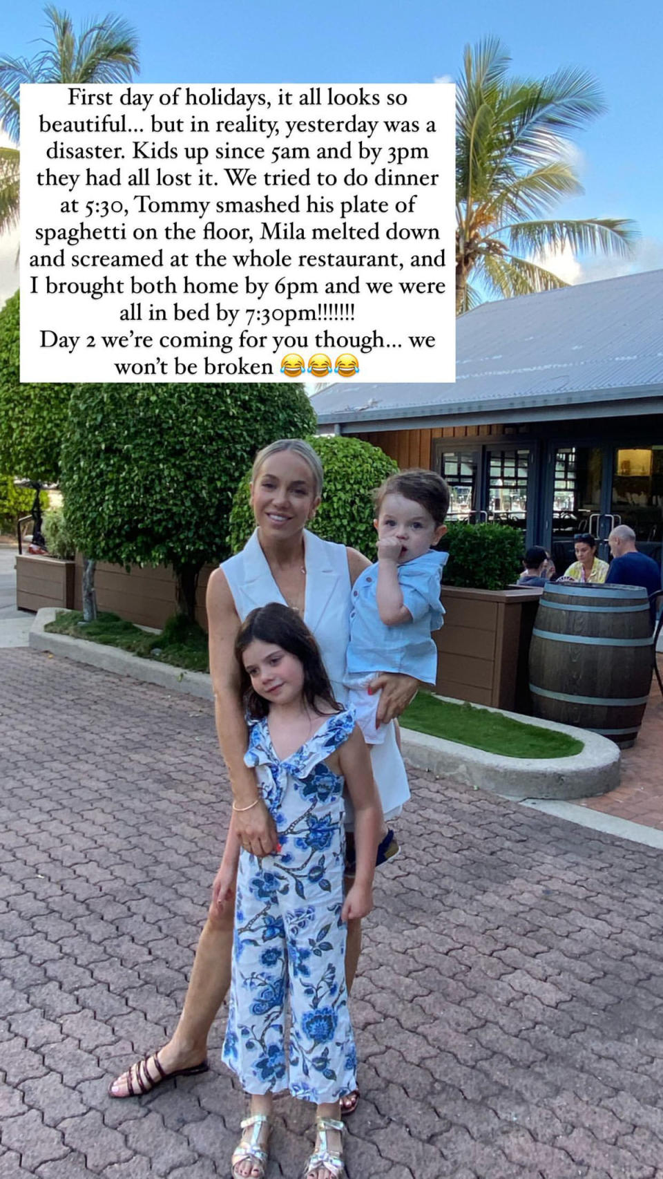 Rachel admitted that the first day of her family holiday was a 'disaster'. Photo: Instagram/rachelcarr_