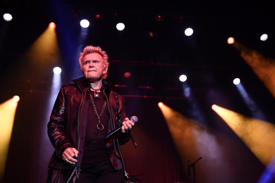 Billy Idol performs at the Spartanburg Memorial Auditorium on Saturday, April 29, 2023. 